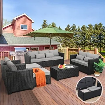 Stylish Rattaner 7 Piece Patio Furniture Set with Storage