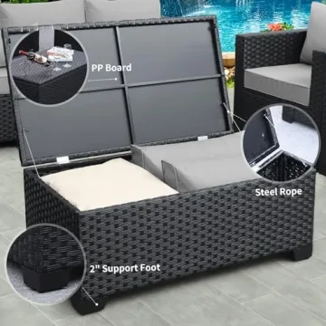 Stylish Rattaner 7 Piece Patio Furniture Set with Storage