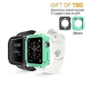 Apple Watch Stand , ZVEproof 2 in 1 Universal Desktop CellPhone Apple Watch Stand , Aluminum iWatch iPhone Tablet Charging Station Stand Dock for iPhone and Apple Watch (with 38mm Case), Rose Gold