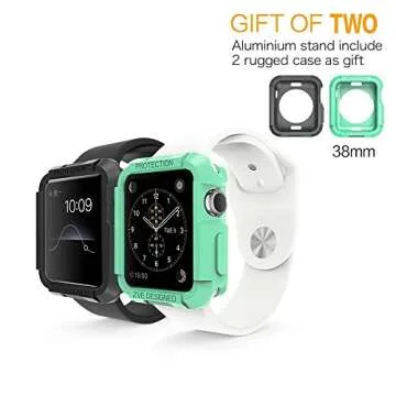 Apple Watch Stand , ZVEproof 2 in 1 Universal Desktop CellPhone Apple Watch Stand , Aluminum iWatch iPhone Tablet Charging Station Stand Dock for iPhone and Apple Watch (with 38mm Case), Rose Gold