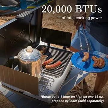 Coleman Tabletop 2-in-1 Grill & Stove with 2 Adjustable Burners, Propane Grill/Stove with Push-Button Starter, Wind Guards, Grease Tray, & 20,000 BTUs of Power for Camping, Tailgating, & More