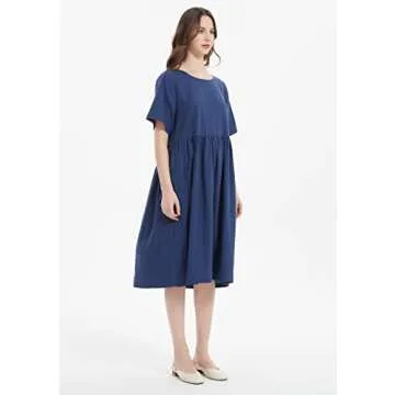 Mordenmiss Women's Summer Midi Dress with Pockets