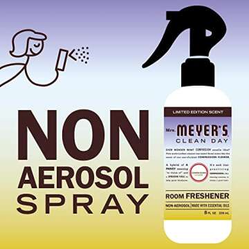 MRS. MEYER'S CLEAN DAY Room and Air Freshener Spray, Non-Aerosol Spray Bottle Infused with Essential Oils, Compassion Flower, 8 fl. oz - Pack of 3