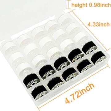 New brothread 25pcs Prewound Bobbin Thread Set 15 White 10 Black 60S/2
