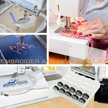 New brothread Prewound Bobbin Thread Set 25pcs 15 White 10 Black