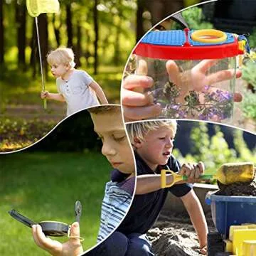 YEITIADY Outdoor Adventure Kit for Kids -16 Pcs Binoculars,Compass,Flashlight,Magnifying Glass Kids,Butterfly Kit,Handheld Microscope,Good Birthday for Kids Ages 4-12