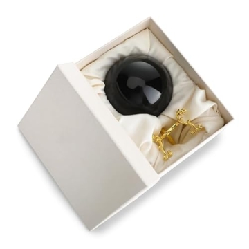 KRISININE 80mm Black Crystal Ball with Gold Stand