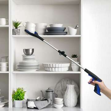 RMS 34 Inch Extra Long Reacher Grabber - Foldable Gripper and Reaching Tool with Rotating Jaw