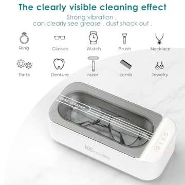 KECOOLKE Ultrasonic Jewelry Cleaning Machine, 400ml Sonic Cleaner with Digital Timer for Eyeglasses,...