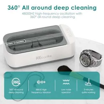 KECOOLKE Ultrasonic Jewelry Cleaning Machine, 400ml Sonic Cleaner with Digital Timer for Eyeglasses, Rings, Silver, Cleaner Solution for Gifts