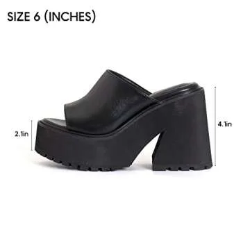 AMINUGAL Platform Wedge Heel Sandals For Women Chunky Block High Heels Slip-On Slippers Open Round Toe Comfortable Fashion Summer Heeled Shoes