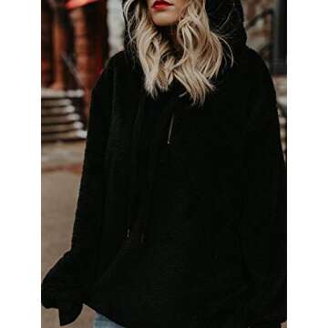 Century Star Womens Fuzzy Hoodies Pullover Sport Hoodie Cozy Oversized Pockets Hooded Sweatshirt Athletic Fleece Hoodies