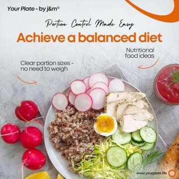 j&m Your Plate: Low Carb Diet Plate for Easy Portion Control & a High-Protein Diet