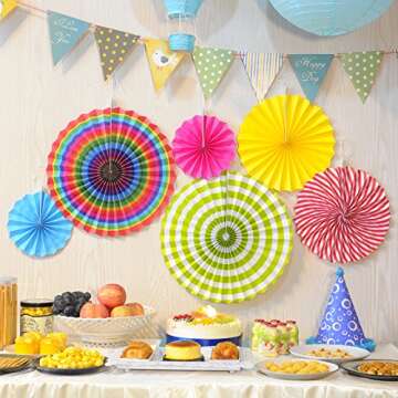 12Pcs Colorful Fiesta Paper Fans for Any Celebration