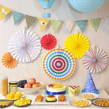 12Pcs Colorful Fiesta Paper Fans for Any Celebration
