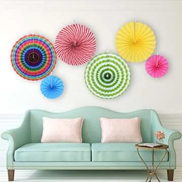 12Pcs Colorful Fiesta Paper Fans for Any Celebration