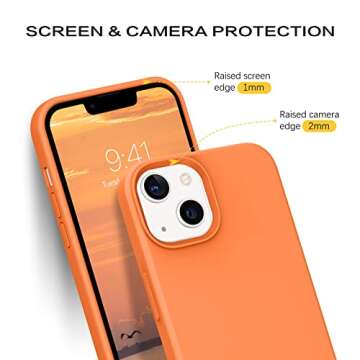 VENINGO iPhone 13 Case, Phone Case for iPhone 13,Slim Fit Liquid Silicone Soft Gel Rubber Lightweight Microfiber Lining Shockproof Anti-Scratch Protective Phone Cover for iPhone 13 6.1'',Sunset Orange