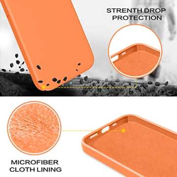 VENINGO iPhone 13 Case, Phone Case for iPhone 13,Slim Fit Liquid Silicone Soft Gel Rubber Lightweight Microfiber Lining Shockproof Anti-Scratch Protective Phone Cover for iPhone 13 6.1'',Sunset Orange