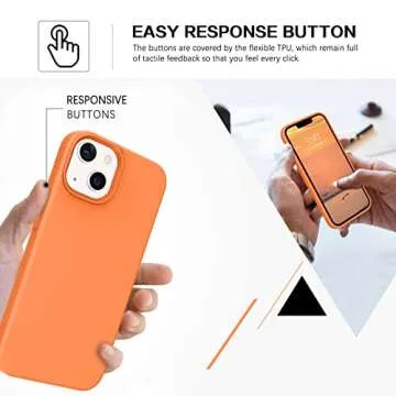 VENINGO iPhone 13 Case, Phone Case for iPhone 13,Slim Fit Liquid Silicone Soft Gel Rubber Lightweight Microfiber Lining Shockproof Anti-Scratch Protective Phone Cover for iPhone 13 6.1'',Sunset Orange