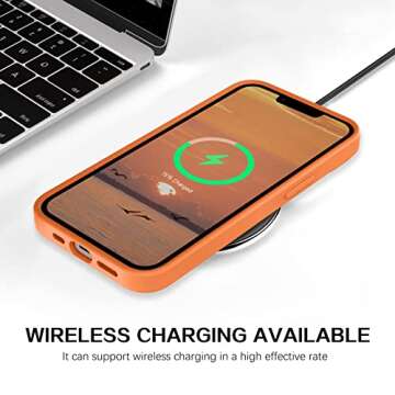 VENINGO iPhone 13 Case, Phone Case for iPhone 13,Slim Fit Liquid Silicone Soft Gel Rubber Lightweight Microfiber Lining Shockproof Anti-Scratch Protective Phone Cover for iPhone 13 6.1'',Sunset Orange