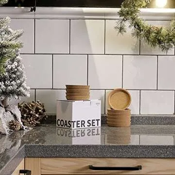 Sweese Cork Coasters - 4 Inch Perfect for Most Kind of Mugs - Protect Your Table from a Liquid Ring - Set of 10