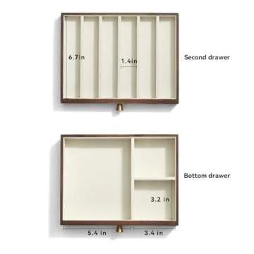 Homruilink Elegant Black Walnut Jewelry Storage Box for Women