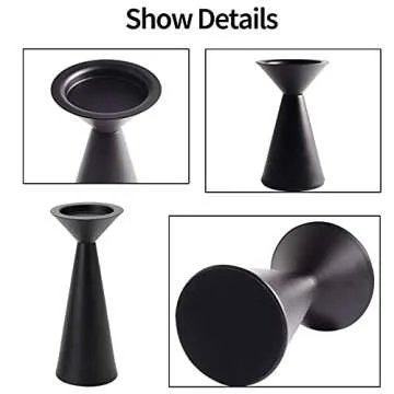 Stylish Black Candle Holders Set of 3 for Pillar Candles