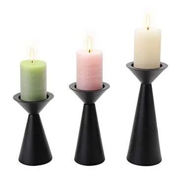 Stylish Black Candle Holders Set of 3 for Pillar Candles