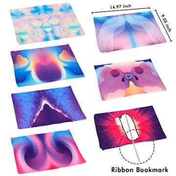 Neon Pattern Book Covers, Feela 7 Pack Stretchable Jumbo Fabric Book Covers, Washable Durable Reusab...