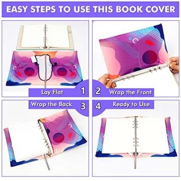 Feela 7 Pack Neon Pattern Durable Book Covers - Washable