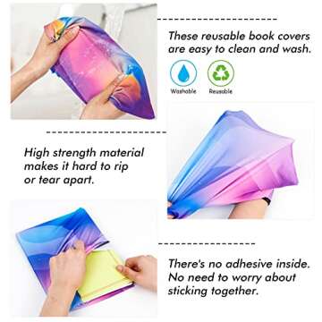 Feela 7 Pack Neon Pattern Durable Book Covers - Washable
