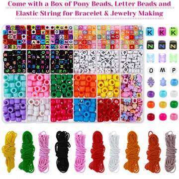 Bead Bracelet Making Kit, Shynek Bead Friendship Bracelets Kit with Pony Beads Letter Beads Charm Be...