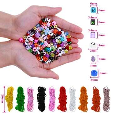 Bead Bracelet Making Kit, Shynek Bead Friendship Bracelets Kit with Pony Beads Letter Beads Charm Beads and Elastic String for Bracelet and Jewelry Making Rainbow Colors