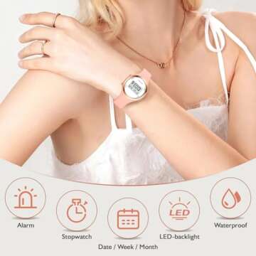 XCZAP Outdoor Sport Watches Alarm Clock 5Bar Waterproof LED Digital Watch (Pink)