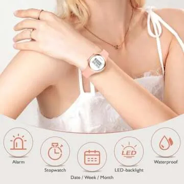 XCZAP Outdoor Sport Watches Alarm Clock 5Bar Waterproof LED Digital Watch (Pink)