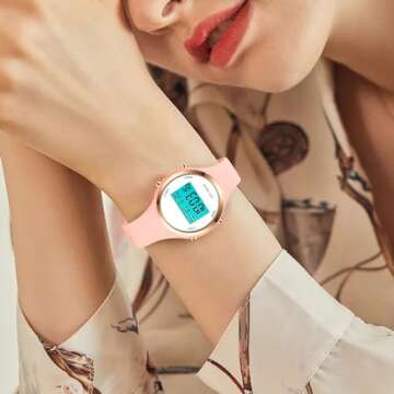 XCZAP Outdoor Sport Watches Alarm Clock 5Bar Waterproof LED Digital Watch (Pink)