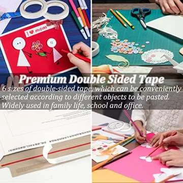 Premium Double Sided Tape for Crafts - 6 Rolls