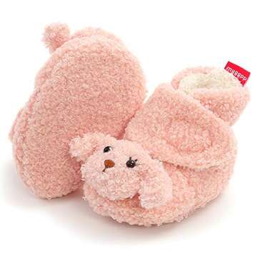 Timatego Newborn Baby Boys Girls Booties Stay On Socks Non Skid Soft Sole Infant Toddler Warm Winter House Slipper Crib Shoes 0-18 Months