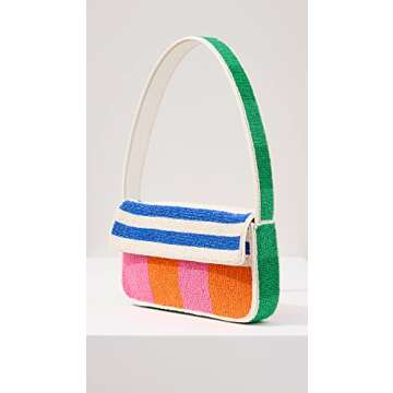 STAUD Women's Tommy Beaded Bag, Multi Rugby Stripe, One Size