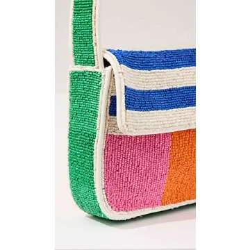 STAUD Women's Tommy Beaded Bag, Multi Rugby Stripe, One Size