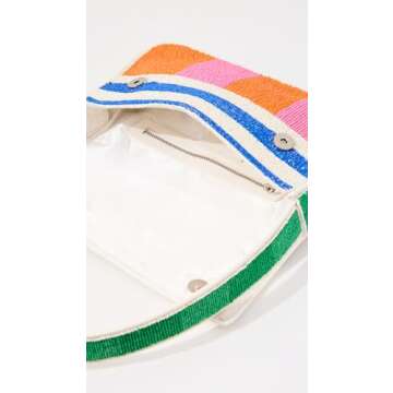 STAUD Women's Tommy Beaded Bag, Multi Rugby Stripe, One Size