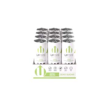 UPTIME Energy Drink, Sweet Summer Melon Sparkling, 12 Pack, Vitamin C, L Theanine, Calcium, Sugar Free Energy Drinks for Focus Support, 142mg of Natural Caffeine, 5 Calories, Natural, 12 fl oz Cans