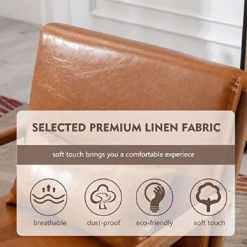 ANJHOME Mid Century Modern Accent Chair, PU Leather Reading Chair with Solid Wood Frame, Easy Assembly Armchair for Living Room