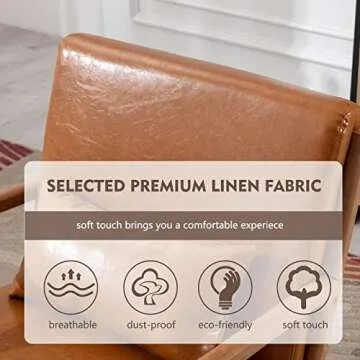 ANJHOME Mid Century Modern Accent Chair, PU Leather Reading Chair with Solid Wood Frame, Easy Assembly Armchair for Living Room