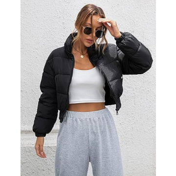 Stylish Gihuo Cropped Women's Puffer Jacket for Winter