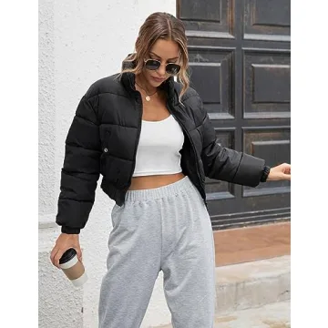 Stylish Gihuo Cropped Women's Puffer Jacket for Winter
