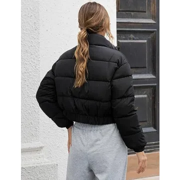 Stylish Gihuo Cropped Women's Puffer Jacket for Winter