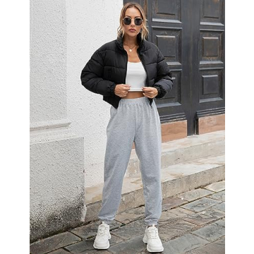 Stylish Gihuo Cropped Women's Puffer Jacket for Winter