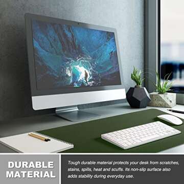 K KNODEL Large Desk Mat, Office Desk Pad, Computer Desk Mat, Laptop Mat for Desk, Desk Protecor Mat, Desktop Mat, Desk Writing Pad, Desk Blotter Pad, Desk Cover Mat (31.5"x15.7", Dark Green)