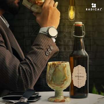 Radicaln Marble Wine Glasses 5'' Inches Green Onyx Handmade Wine Party Drinking Glasses - Cocktail G...